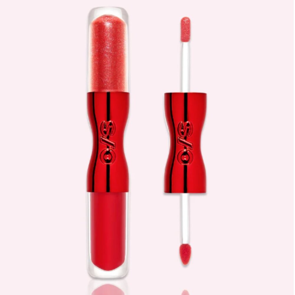 ONE/SIZE- NEW! Dual-Ended Lip Gloss & Balm in Red